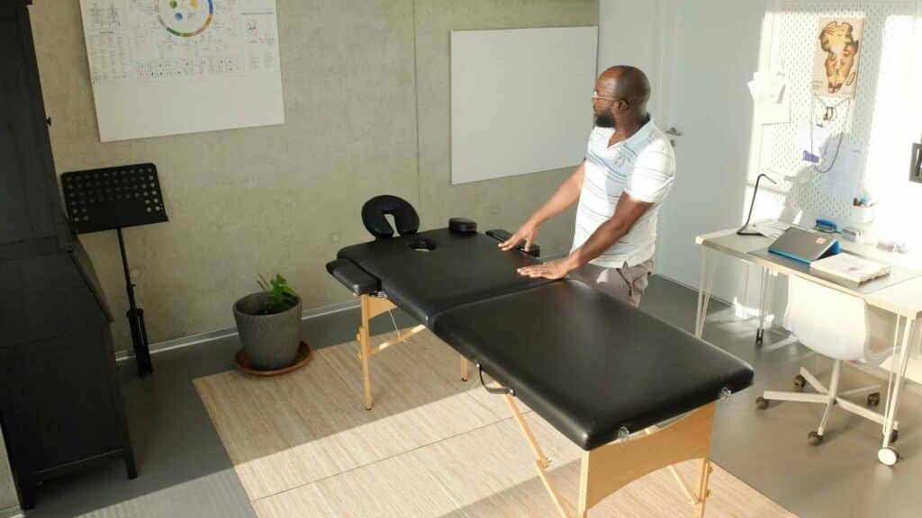 physiotherapist in examination room